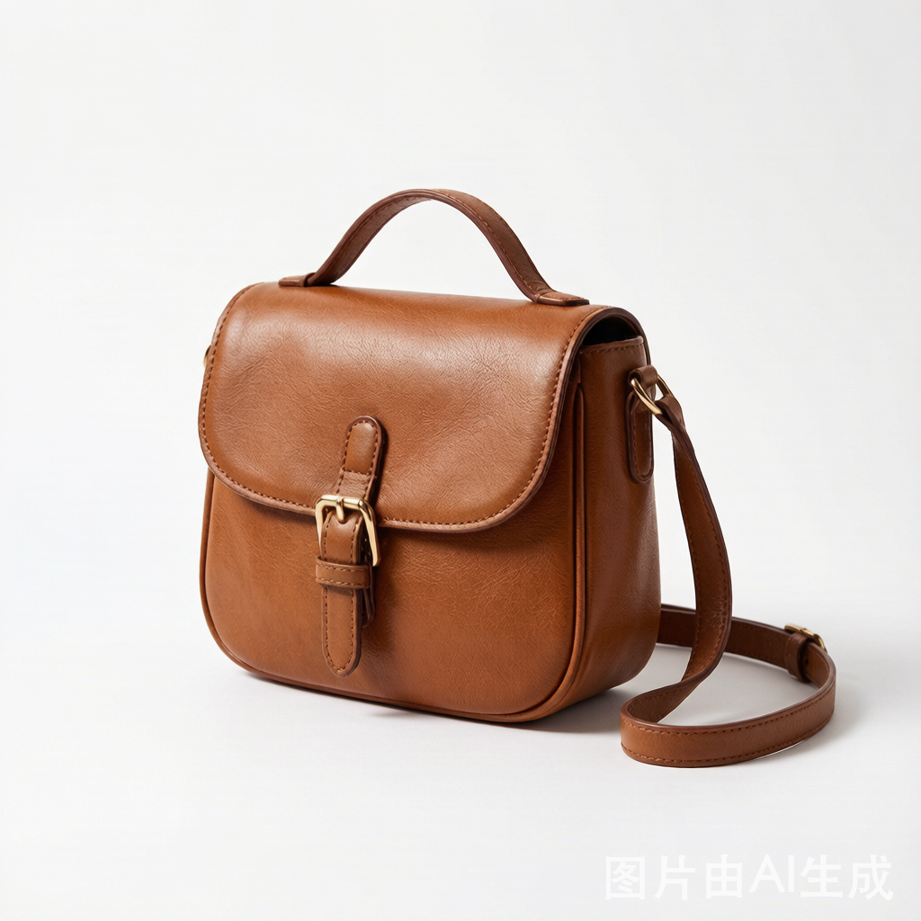 Caramel Brown Leather Crossbody Bag