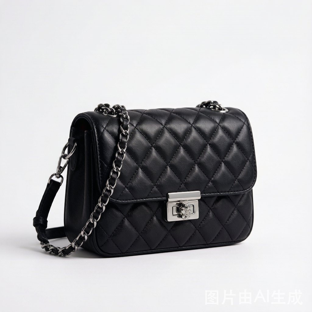 Black Quilted Chain Shoulder Bag