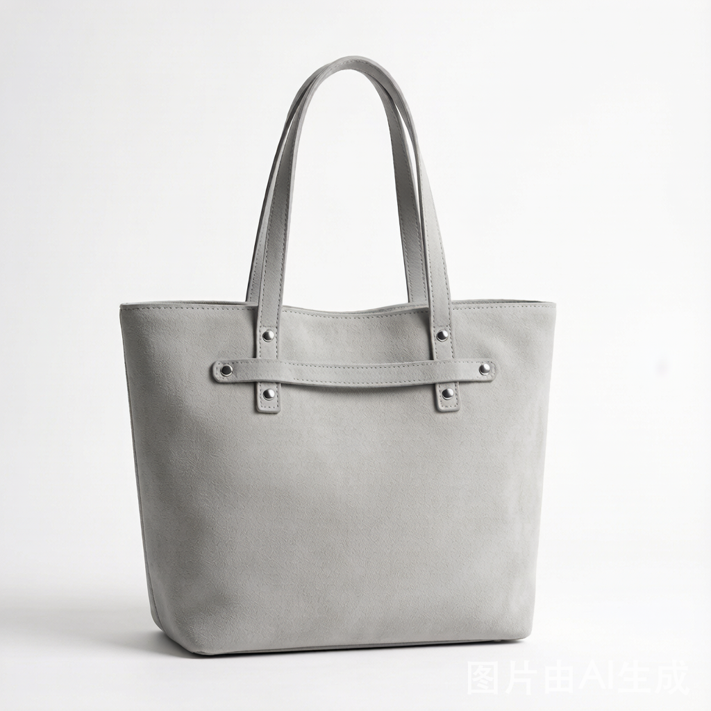 Light Grey Suede Shopper Tote Bag